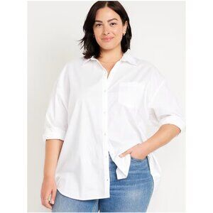 Old Navy "The Boyfriend" Oversized White Button-Up Long Sleeve Shirt